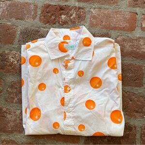 Seaplane XL Vibrant Orange Polka Dot Camp Button Down Men's Short Sleeve Shirt